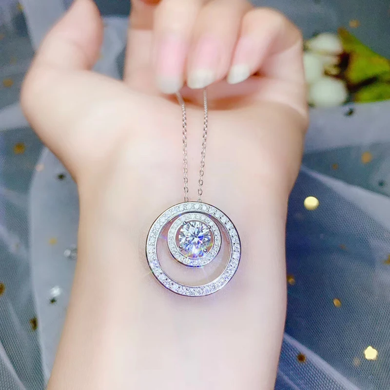 Женский кулон с муассанитом ювелирное изделие из серебра 925 пробы цветным F 1