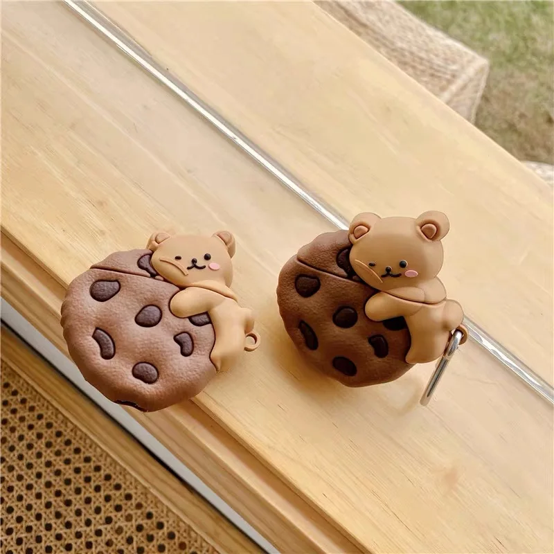Для AirPod 2 Чехол 3D мультфильм cookiers медведь Мягкий силикон Беспроводной наушники