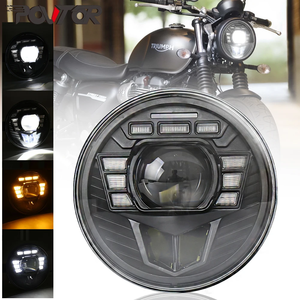 

7'' Motorcycle LED Headlight Compatible with Street Glide Road King Ultra Classic Electra Tri Cvo Heritage Softail Deluxe Fatboy