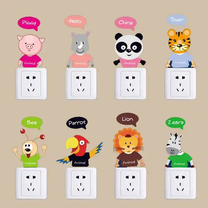 

Cute Cartoon Animal Wall Sticker Switch Sticker Refrigerator Sticker Vinyl Kids Room Jungle Bedroom Nursery Art Decor