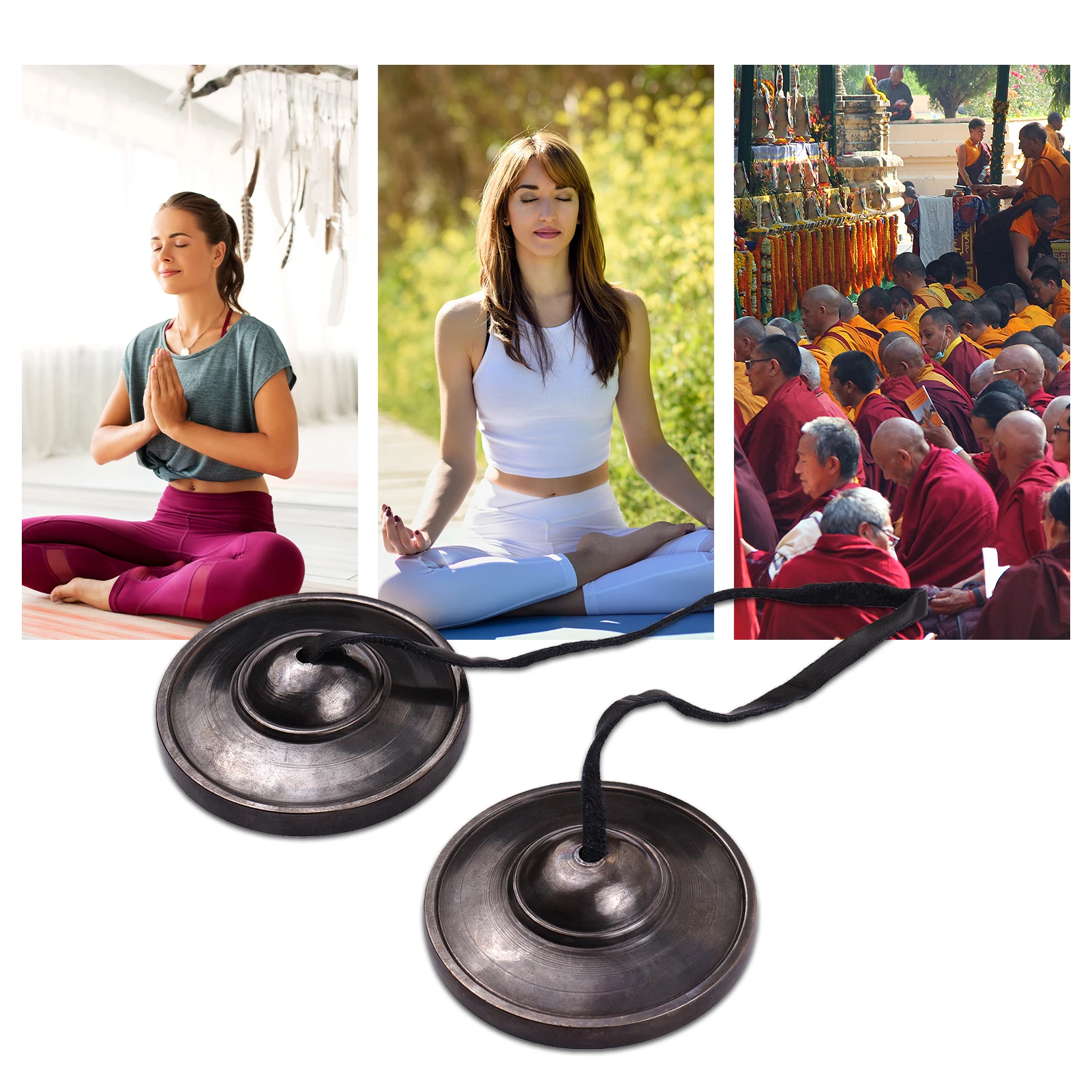 

3-Inch Bronze Cymbal Bell Small Cymbals Musical Instrument for Meditation Calming Down (78mm Wide)