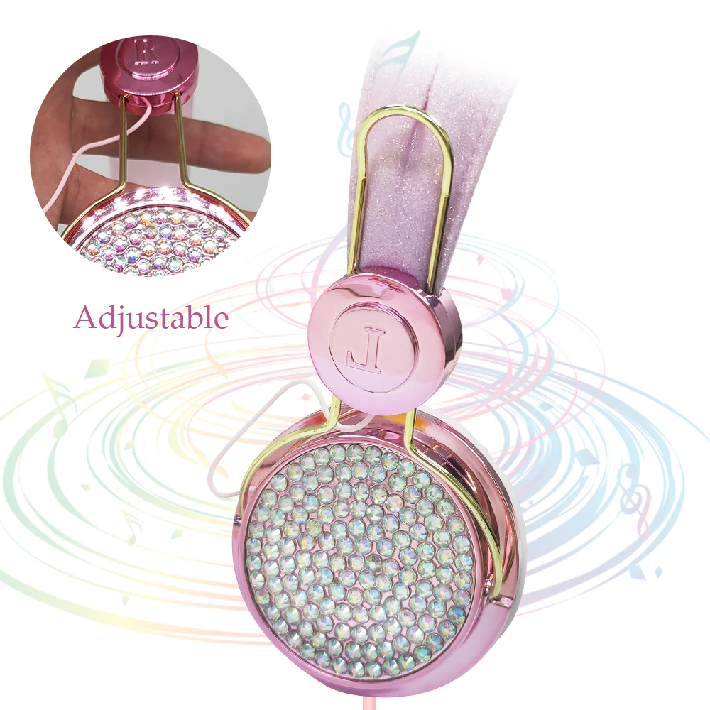 Funny Kids Headset Colorful Diamond Unicorn Headphones Music Stereo Wired Earphones With Gifts Box Christmas Brithday Gifts