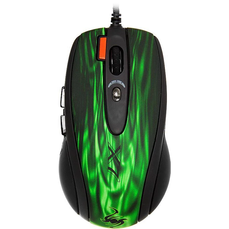Мышь A4 XL 750BK зеленый/черный лазерная (3600dpi) USB2.0 игровая (6but)|Мыши| |