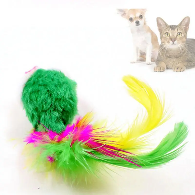 

1pc Pet Cat Toy False Mouse Pet Cat Plush Toy with Feather Mini Funny Playing Toys For Cats Pet Cat Supplies #L3
