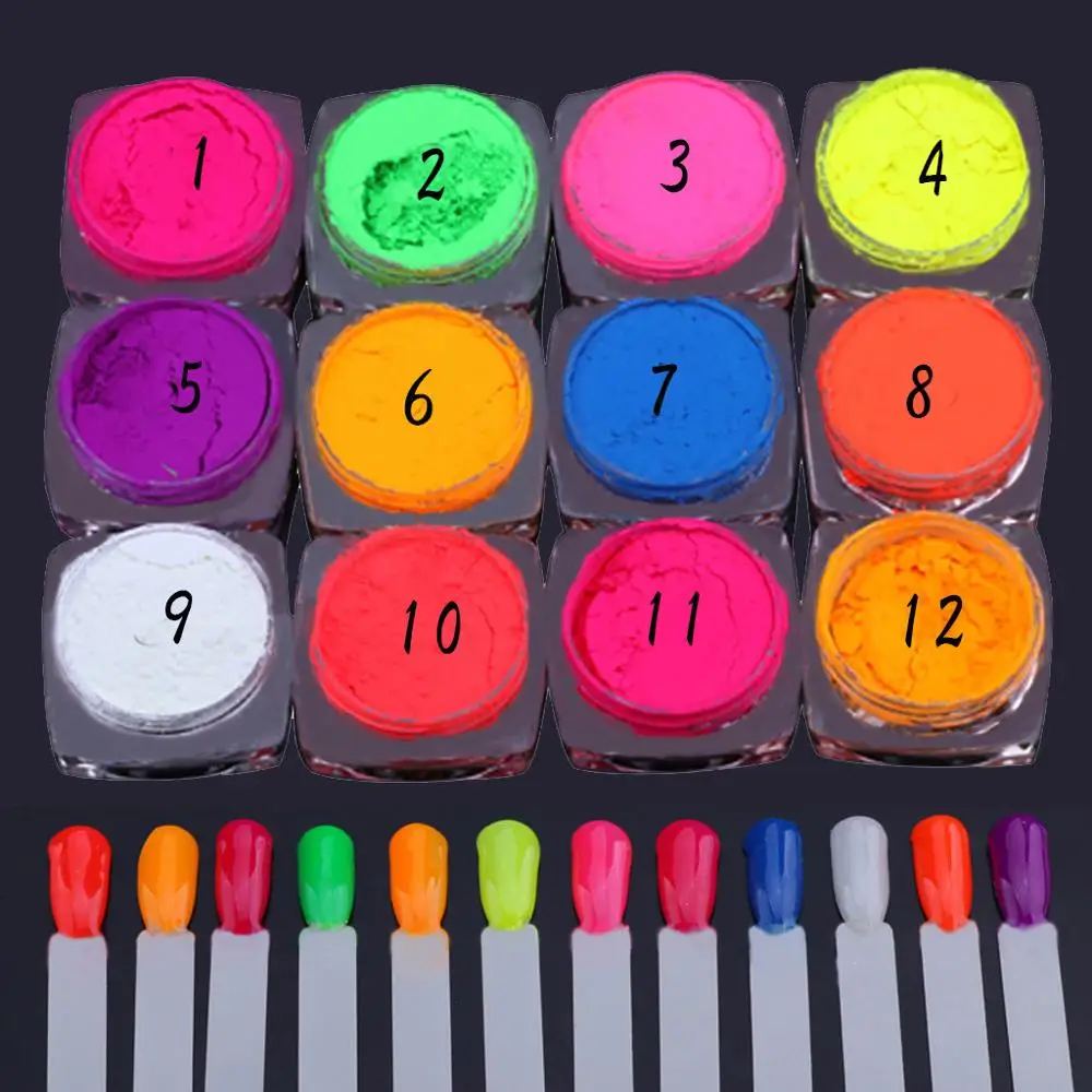 Неоновый Пигментный Порошок для ногтей пыль блеск градиентный переливающийся