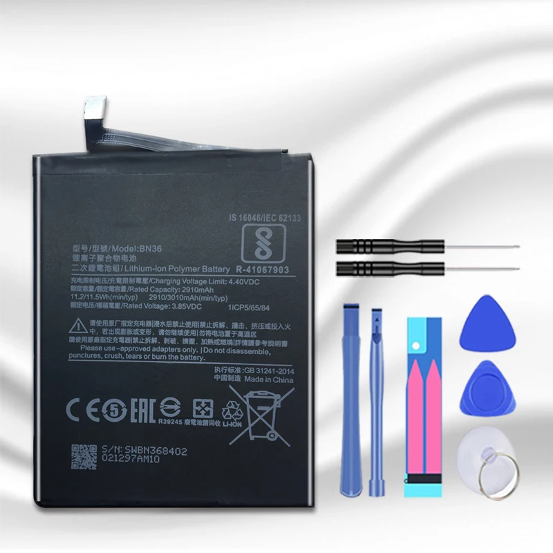 

For Xiao Mi Battery BN36 3010mAh for Xiaomi Mi6X Mi 6X MiA2 Mi A2 BN 36 bn 36 Cell Phone Replacement Batteries +Tracking number