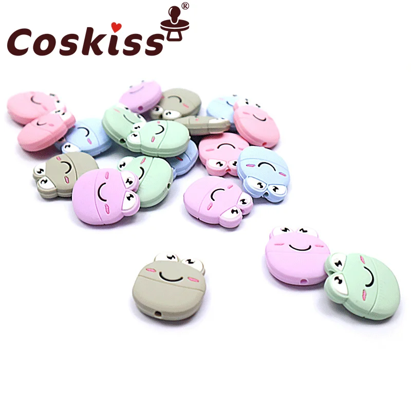 

Coskiss 5pcs Frog Silicone Beads Baby Silicone Teethers Food Grade Pacifier Pendant Baby Products Chewable Nursing Toys Gift