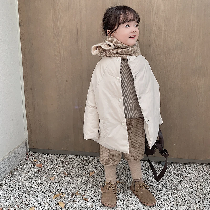 Детское Свободное пальто с хлопковой подкладкой однотонная теплая верхняя