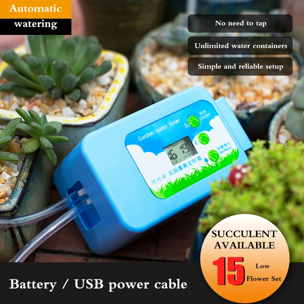 

Automatic Drip Irrigation Kit Self Watering System Electronic Watering Timer For Indoor Potted Plants Flowers