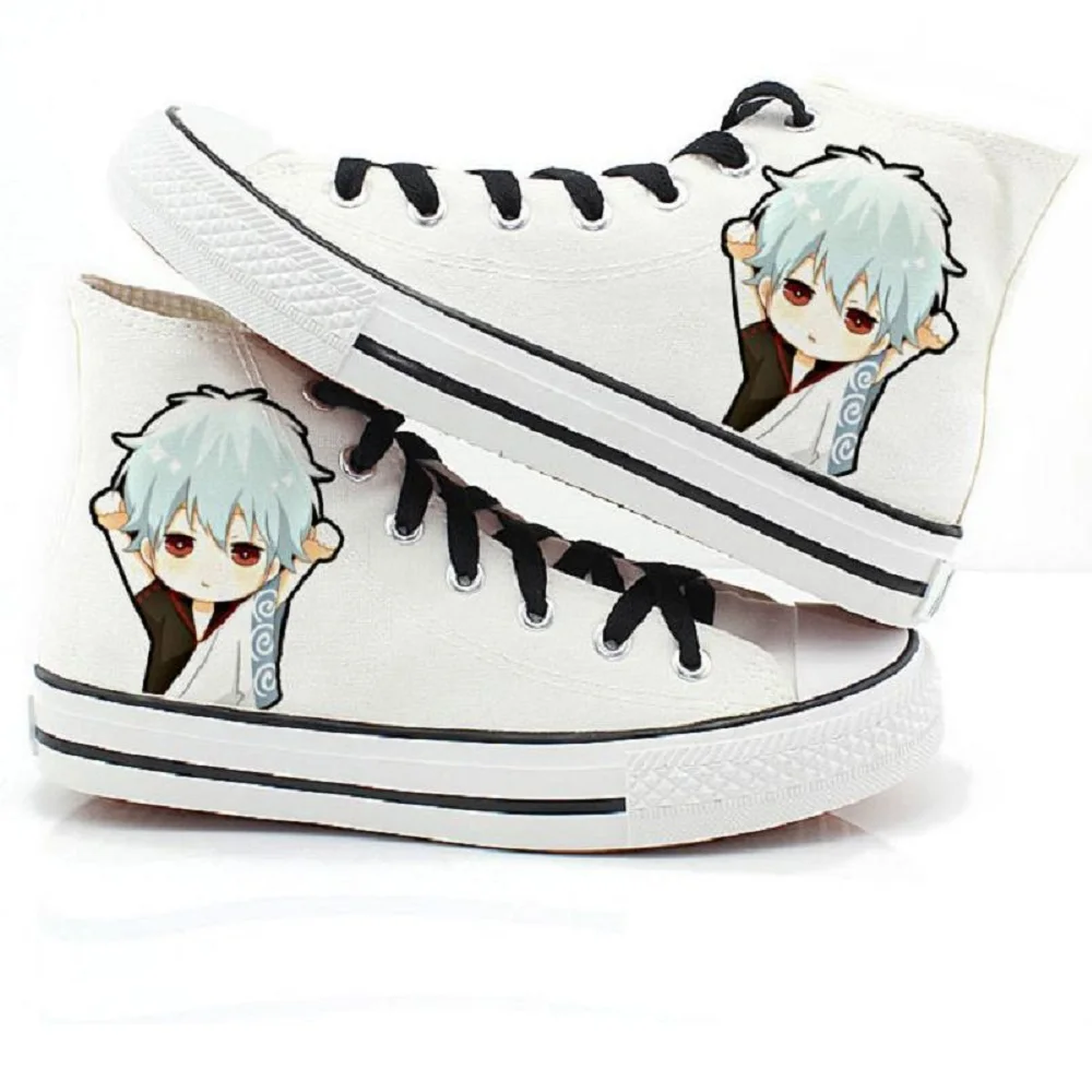 

Парусиновая обувь Gintama Sakata Gintoki, расписанные вручную туфли, Повседневная Студенческая обувь на шнурках