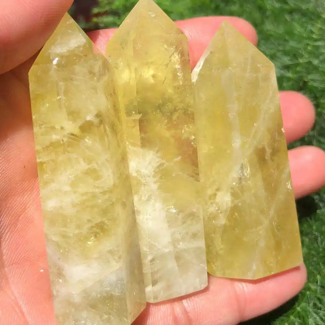 

60-90mm Natural yellow quartz crystal rod point healing