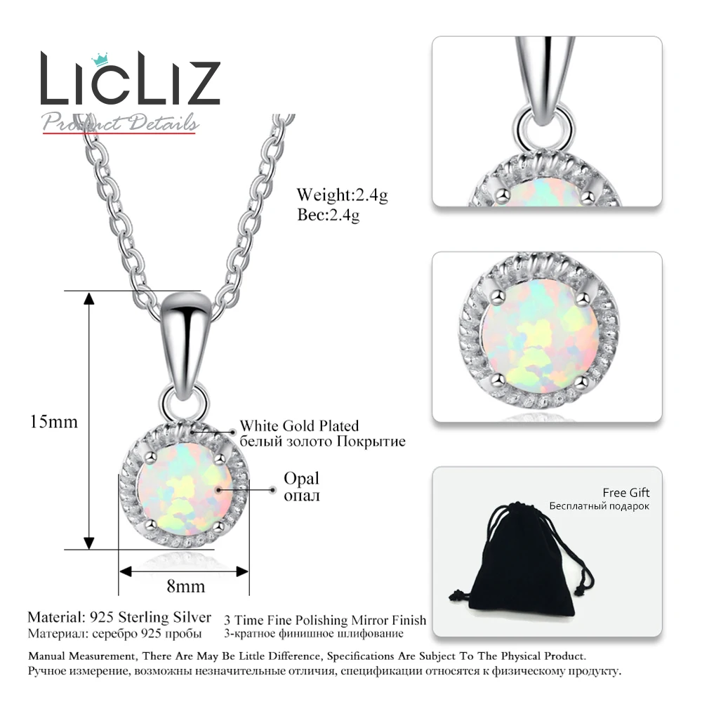Lililiz 925 Серебряный Опаловый кулон ожерелье для женщин натуральный камень пасьянс