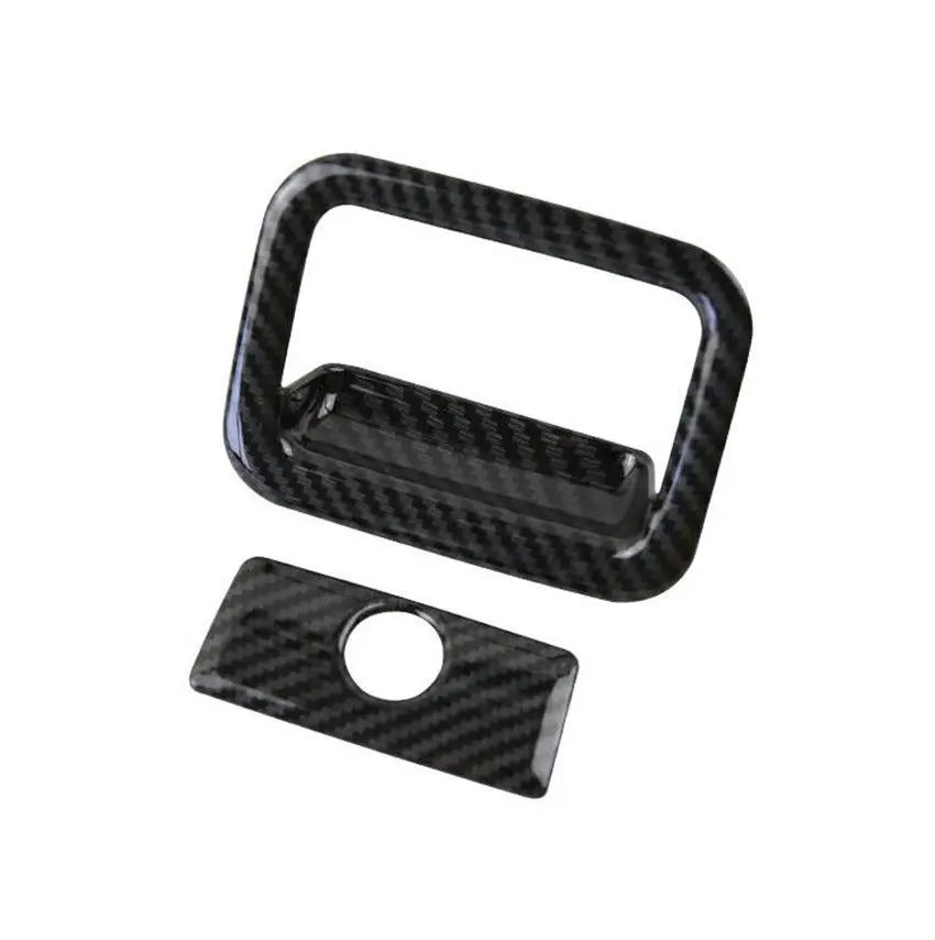 

New Black Carbon Fiber Copilot Storage Box Handle Door Bowl Cover Trim Set For Toyota Camry 2018-19-20 Decoration