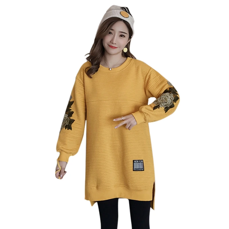 Модные топы для кормящих мам с вышивкой хлопковый свитер грудного кормления