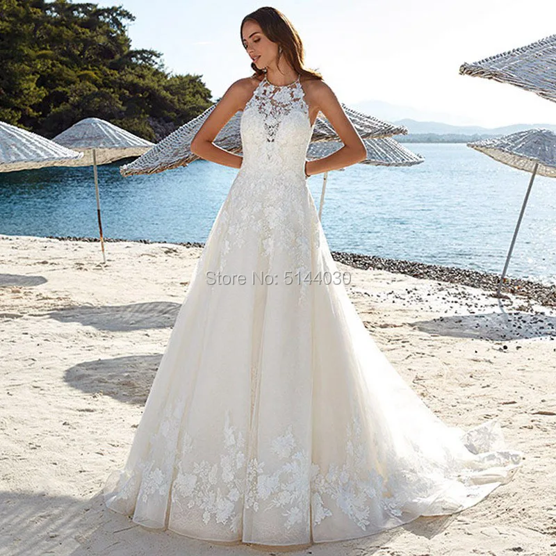 Холтер 2019 Пляжное свадебное платье сексуальное шифоновое длинное
