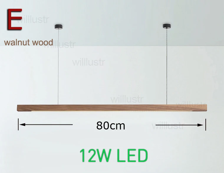 walnut wood 80cm Willlustr светодиодный подвесной светильник из дерева Talo, длинный подвесной светильник из орехового ореха, подвесной светильник для офиса, встречи, столовой, отеля, виллы, светильник - Цвет корпуса: walnut wood 80cm