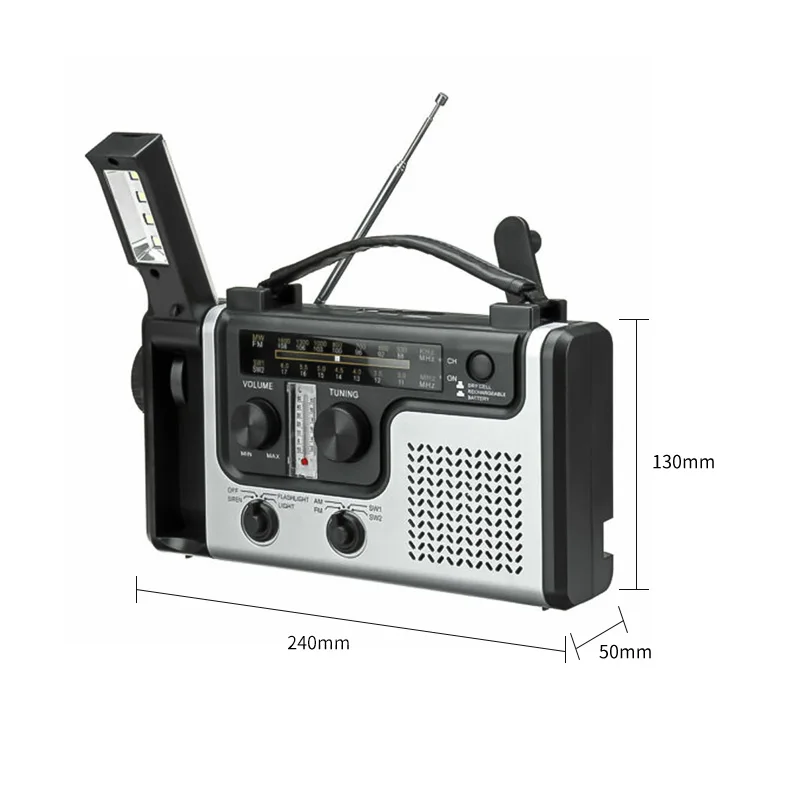 

2020 Emergency Portable AM FM SW1 SW2 Radio Hand Crank Self Powered Solar Radios With Flashlight And Reading Light Multi-Purpose