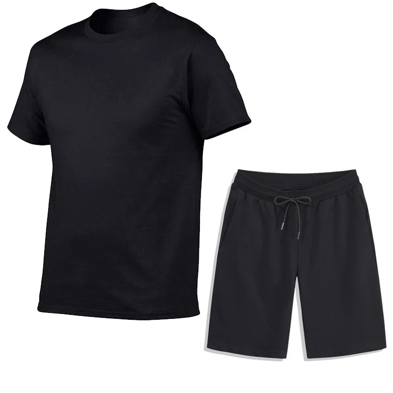 

Popular Spring And Summer Men's Cotton T-shirt Suit Pure Color
