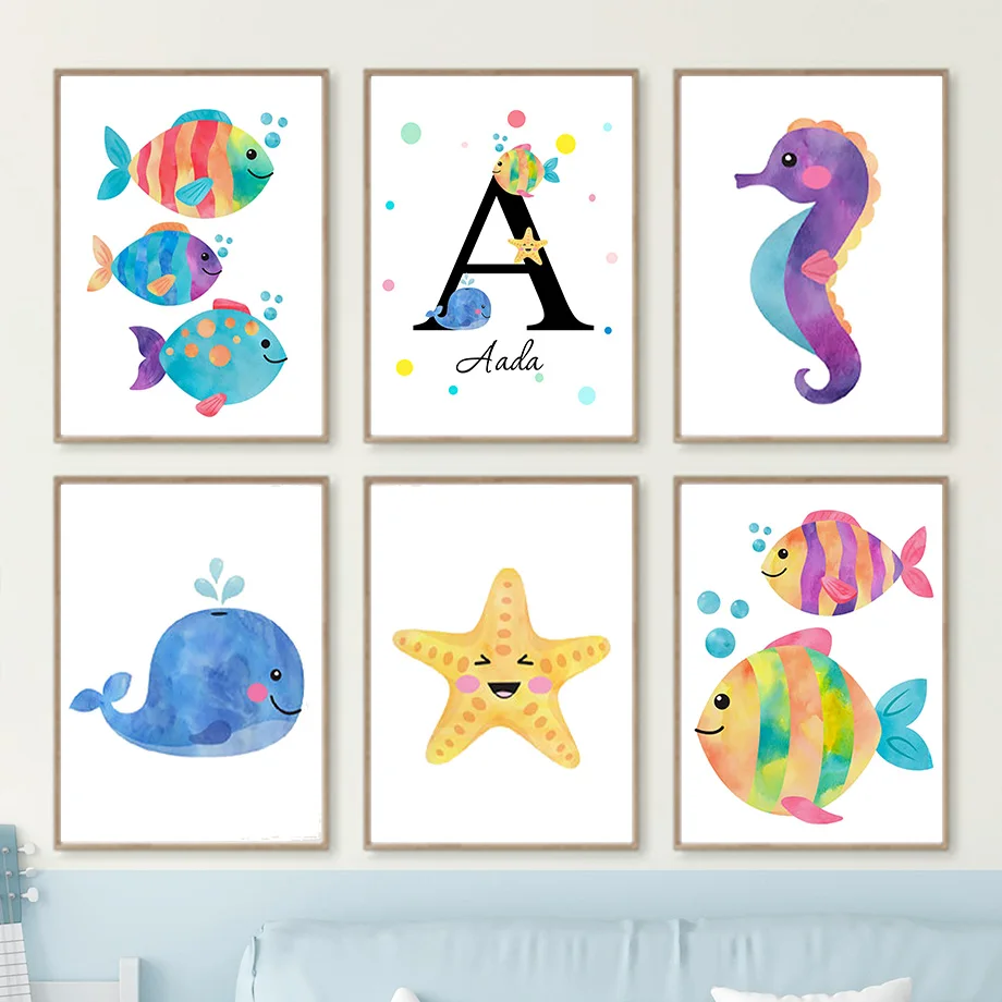 

Colorful Tropical Fish Starfish Whale Octopus Wall Art Canvas Painting Nordic Posters And Prints Wall Pictures Kids Room Decor