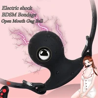 couple silicone gag ball bdsm bondage restraints open mouth electric shock sex ball harness gag sex toy for women accessories