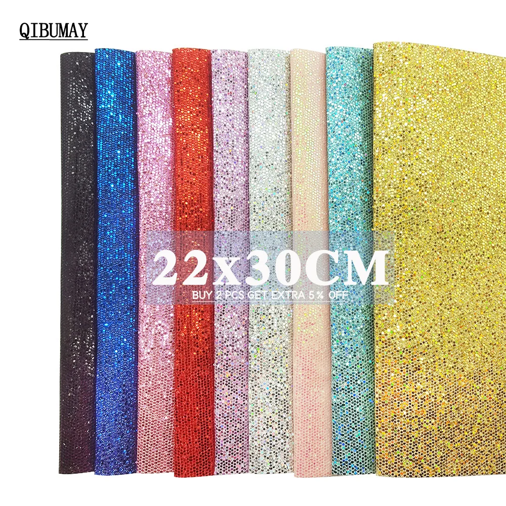 QIBUMAY A4 Шестигранная блестящая ткань блестящие листы из искусственной кожи