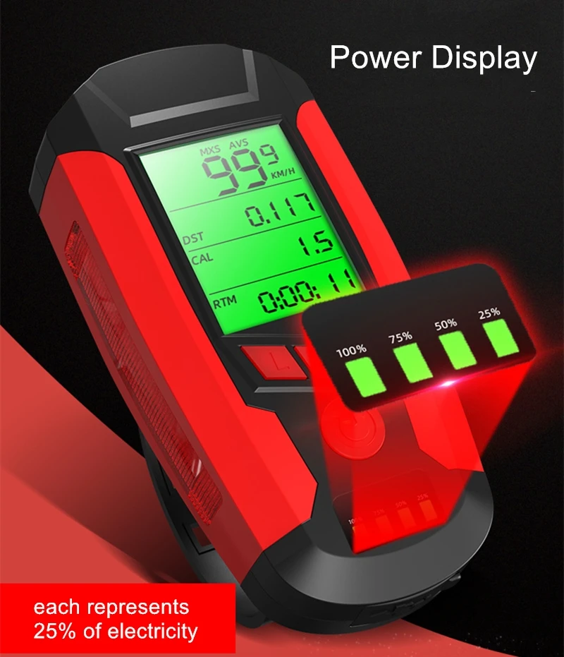 New Bicycle Light with Bike Computer Speedometer USB Lamp COB LED Front Headlight Digital Cycling Odometer Equipment | Спорт и