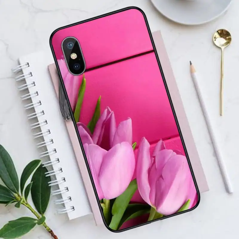 

Flowers tulip pretty pattern Phone Case for iPhone 11 12 mini pro XS MAX 8 7 6 6S Plus X 5S SE 2020 XR Luxury brand shell funda