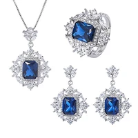 vintage 100 925 real silver moissanite sapphire tanzanite gemstone earringsringsnecklace wedding fine jewelry sets for women