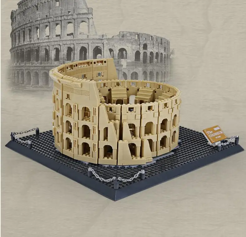 

1758pcs Architecture City Italy Rome Colosseum Building Blocks Sets Bricks Classic City Skyline Model Kids Toys For Children