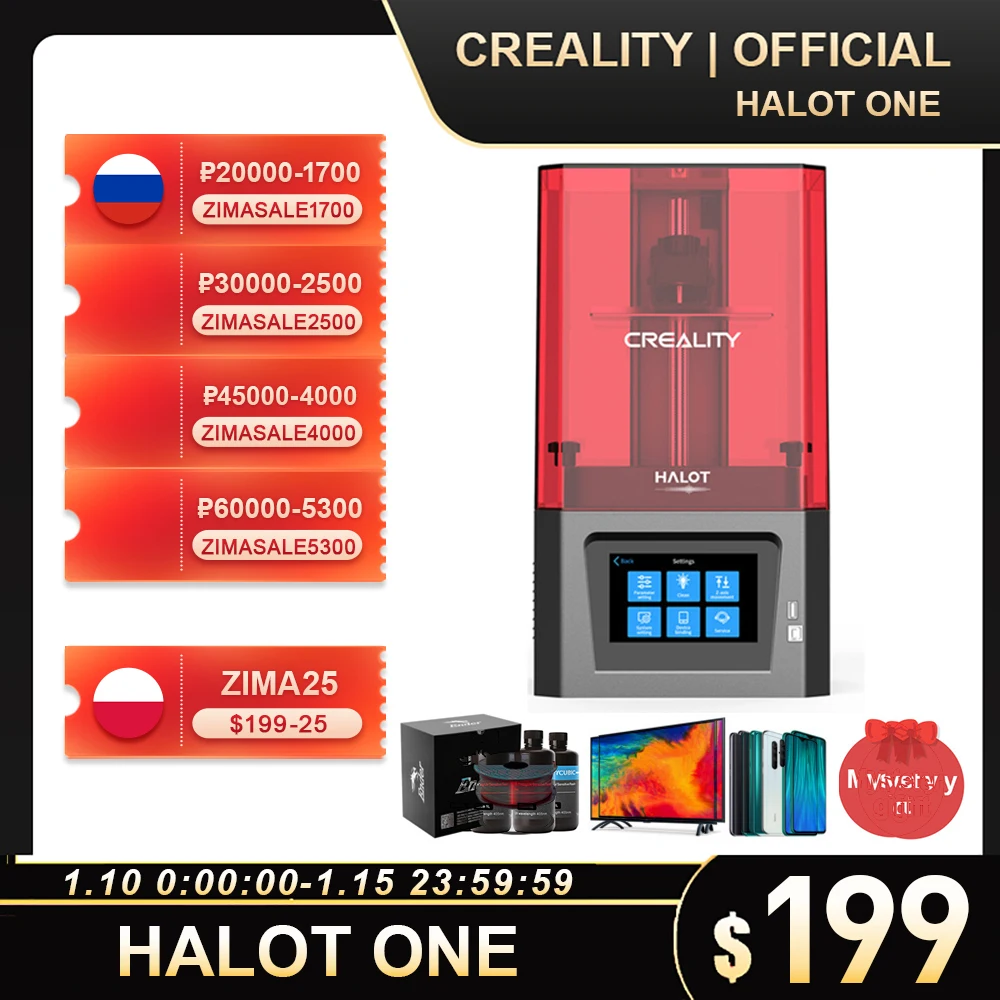 

3D принтер CREALITY HALOT ONE CL-60 Смола УФ Смола 3D Принтер LCD 127x80x160 мм размер печати OTA фотоотверждаемые шариковые Линейные направляющие