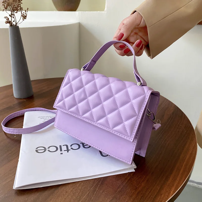 

Винтажная однотонная клетчатая сумка на плечо для женщин, маленький мессенджер из искусственной кожи с клапаном, Дамский модный клатч чере...