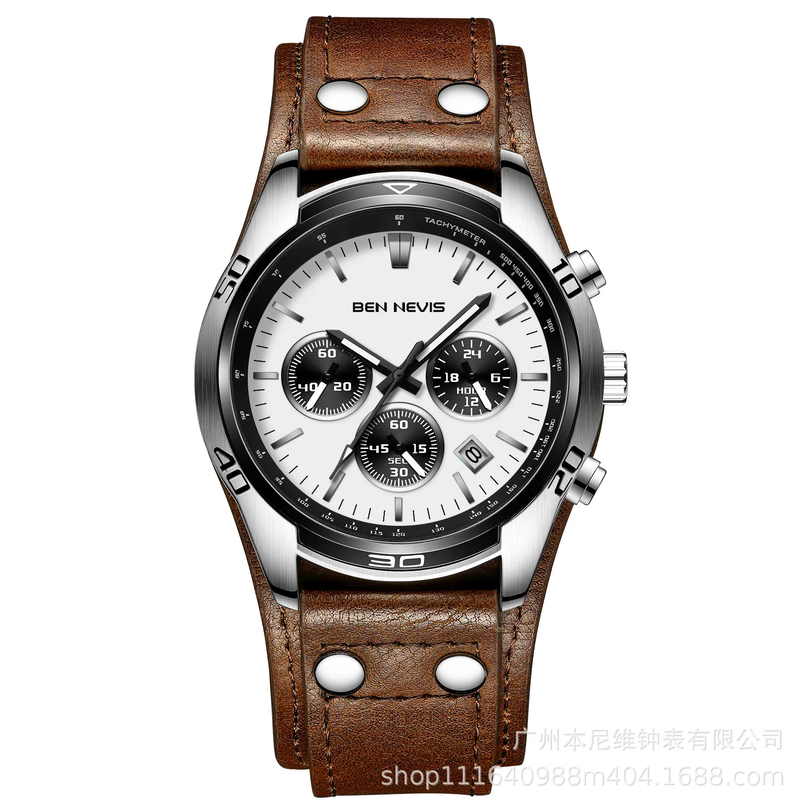

Quartz Watch Steel Alloy Body Genuine Leather Strap Calendar Reminder Strap Detachable Multi-function Button Men Fashion Watch