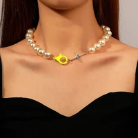 new fashion baroque pearl chain necklace for women collar wedding punk simple circle lariat bead choker necklaces jewelry gifts