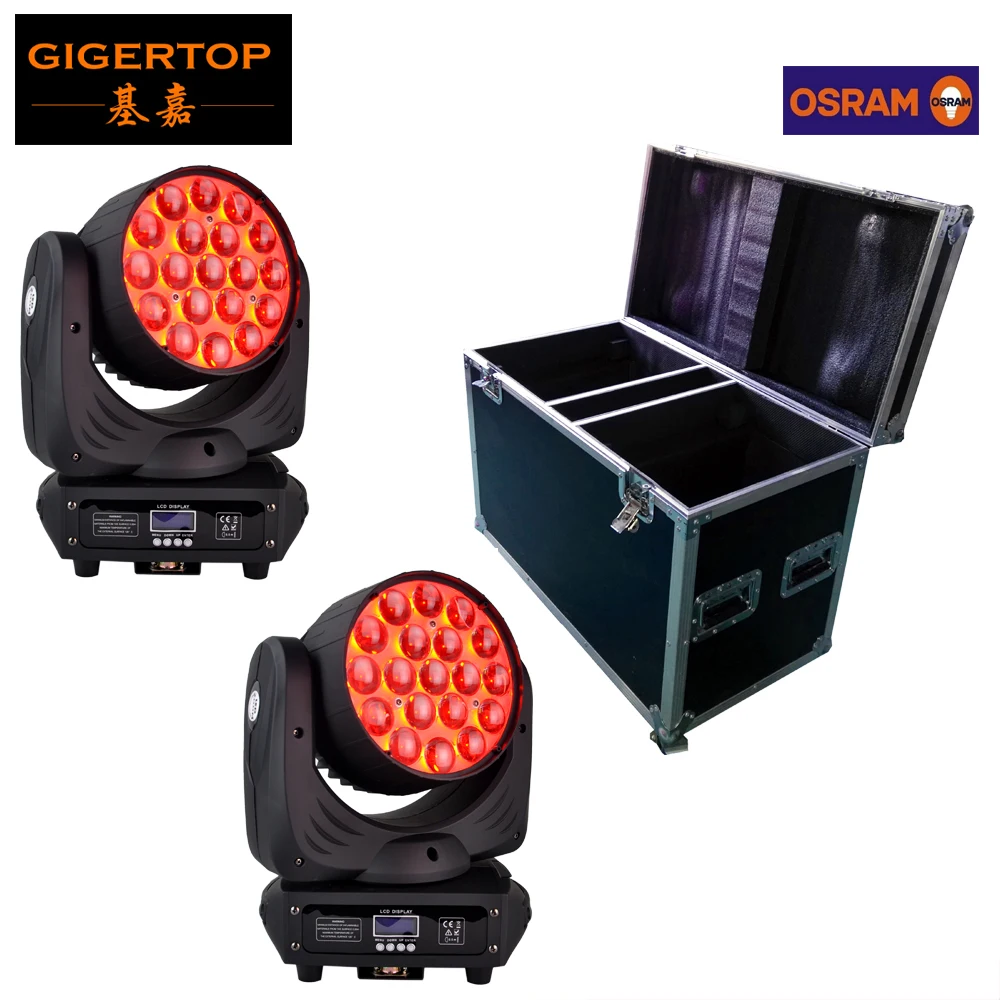 

2IN1 Roadcase Pack 19x12W Led Moving Head Beam Light RGBW Zoom LED Lockable Power Con IN/OUT Control By Universal DMX Controller
