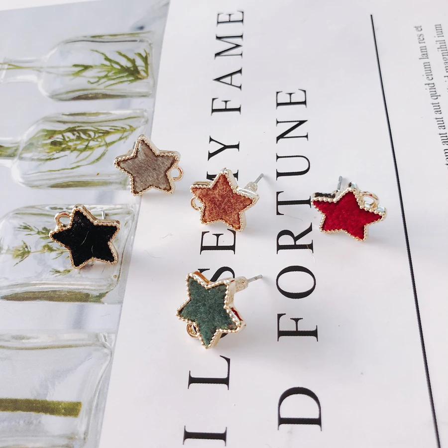 

Star Wool Stuff Stud Earring Accessories Pendant Necklace Supplies for Jewelry Making Accessories Components 6pcs KP2087