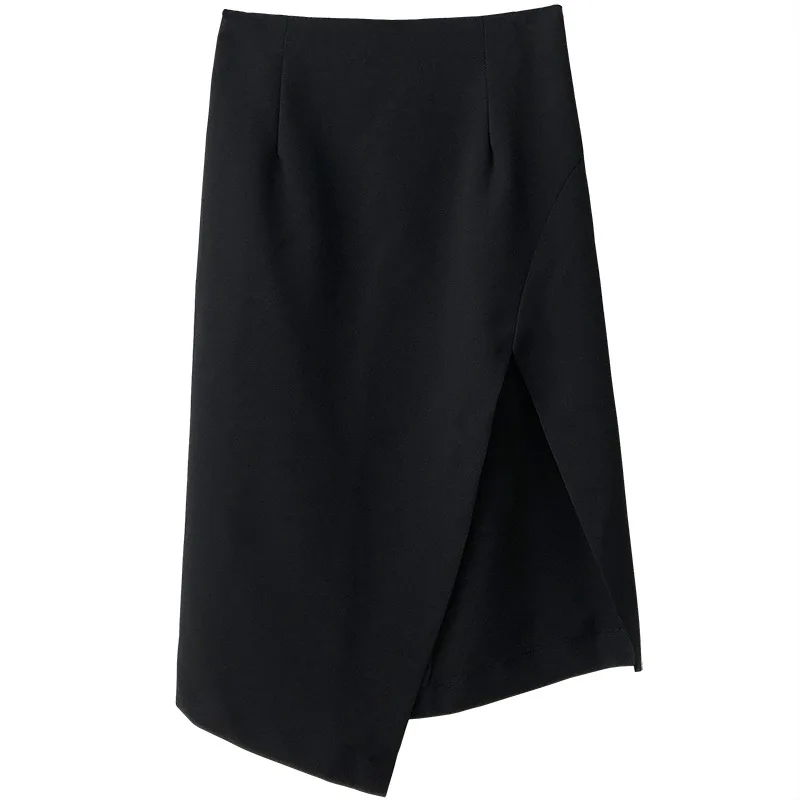 

Yeeloca Black High Waist Split Skirt Women's Summer 2021 New A-line Mid-calf Casual Saias Design Sexy Buttock Skirt