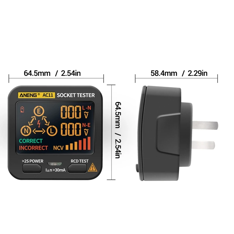 Проверка розетки AU Plug AC11 er RCD проверка фазы детектор утечки NCV|Измерители