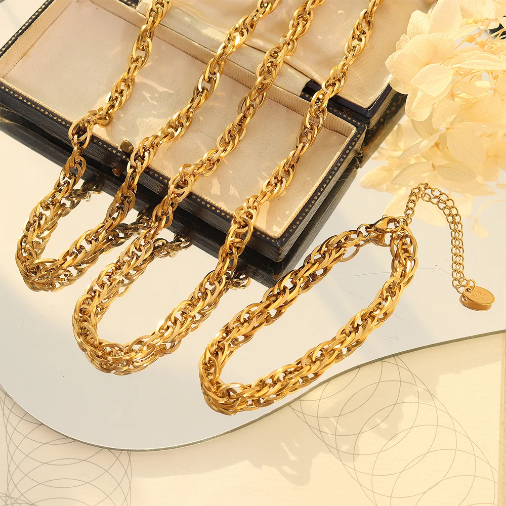 

Minimalist Hollow Out Women's Short Clavicle Chain Geometric Sliver Gold Color Splicing Twist Choker Necklace Bracelets Jewelry