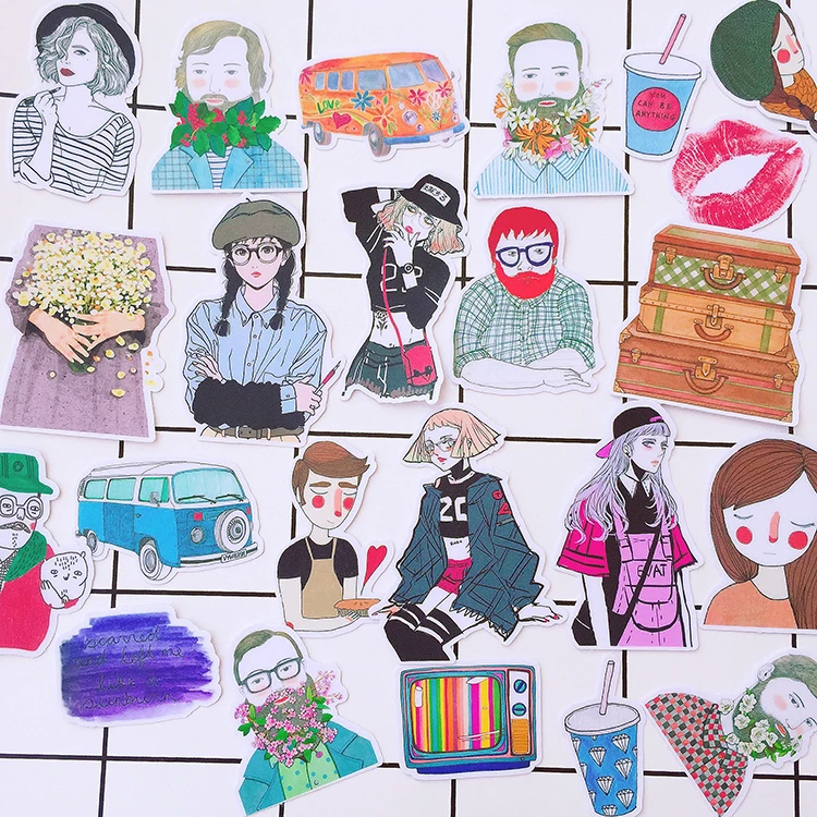 23 шт. наклейки в виде бороды и крутой девушки |