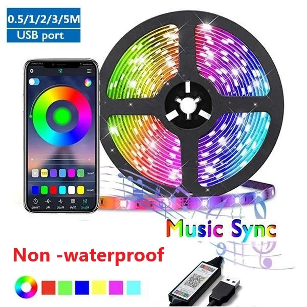 

LED Strips Light Bluetooth App Wifi Controller Flexible RGB 5050 Led Diode Ribbon Lamp for Bedroom Tv Backlight Party Decoration