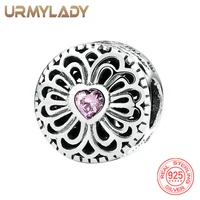 urmylady 925 sterling silver round beads zircon charm jewelry fit pandora wedding bracelet