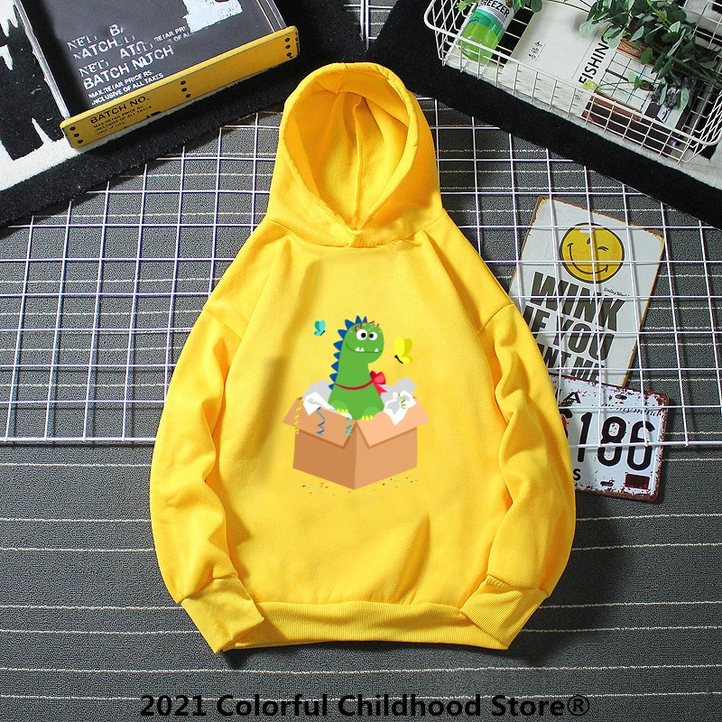 

HOT Boys girls Sweatshirt Teening Kawaii Dinosaur Kids Hoodies Autumn Clothes Long Sleeve Cartoon Top Tees Children Clothing