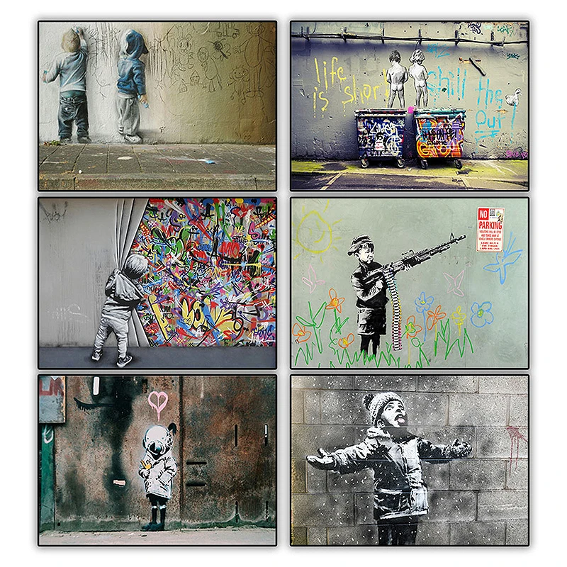 

Home Decor Canvas Kids Colorful Rain Graffiti Art Painting Abstract Posters and Prints Wall Art Pictures Living Room Decoration