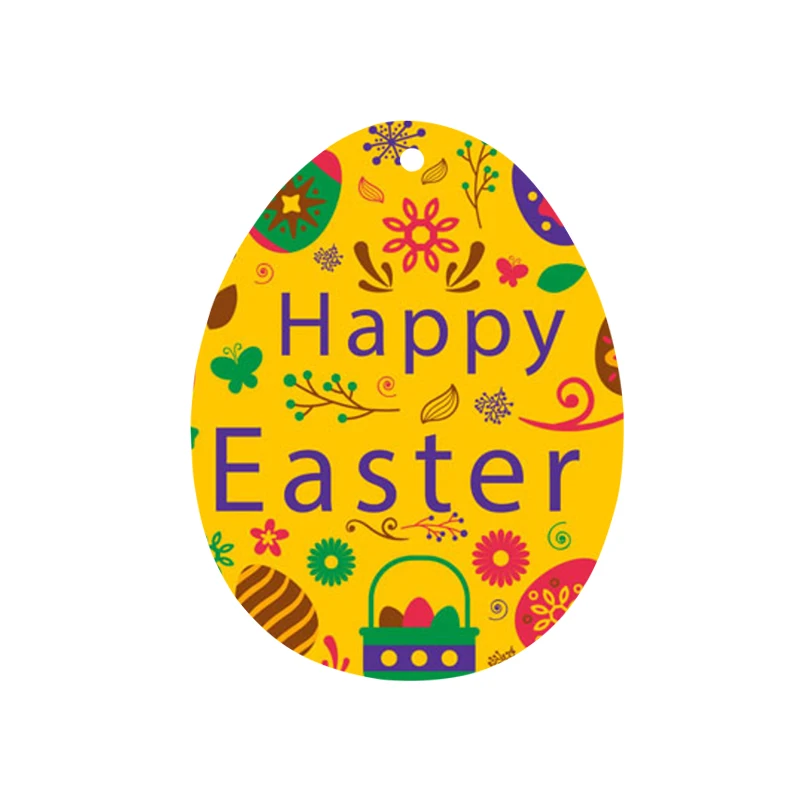 Easter Wooden Decor Eggs Hanging Pendent Tag Happy Decorations Children Handmade painted Colored Wood Craft | Дом и сад