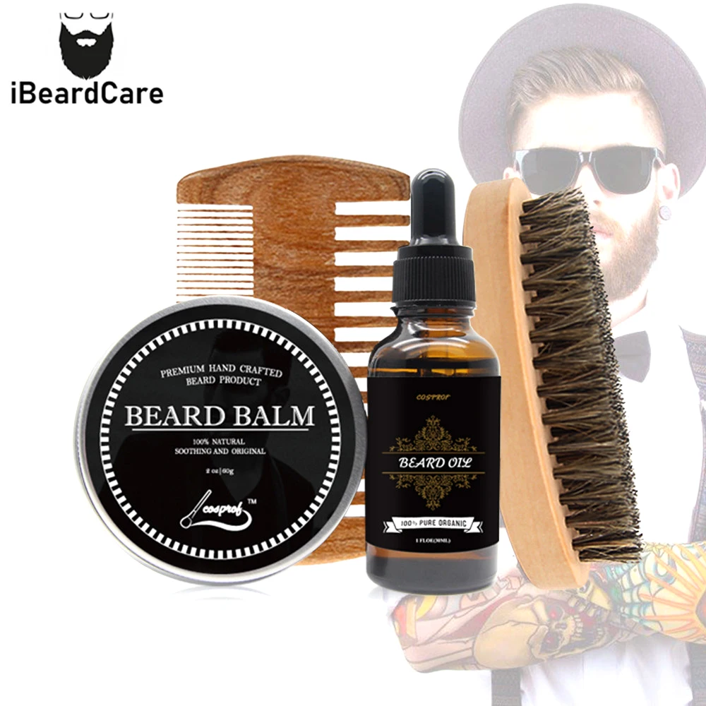 Cosprof масло для бороды бальзам щетка и расческа мужчин уход за бородой Подарочный