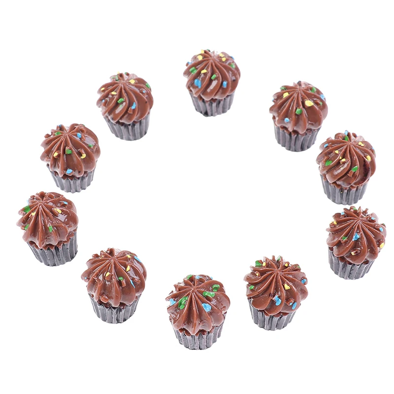 

10Pcs Resin Flat Back Flatback Cabochon Kawaii Miniature Fake Food Cake DIY Craft Decoration For Dollhouse Child Kitchen Toys