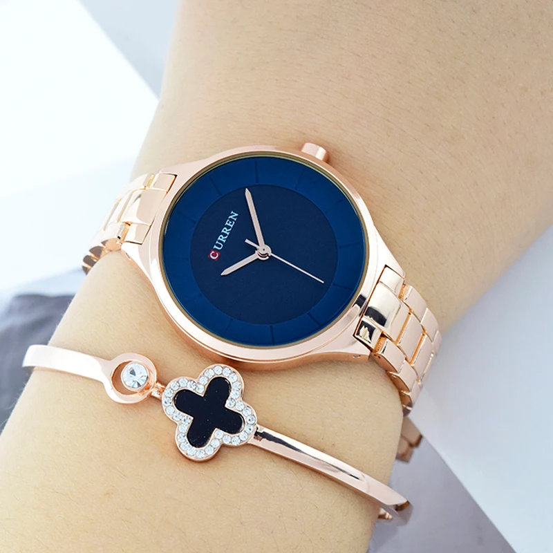 Женские часы CURREN розовое золото женские из нержавеющей стали 2021 роскошные