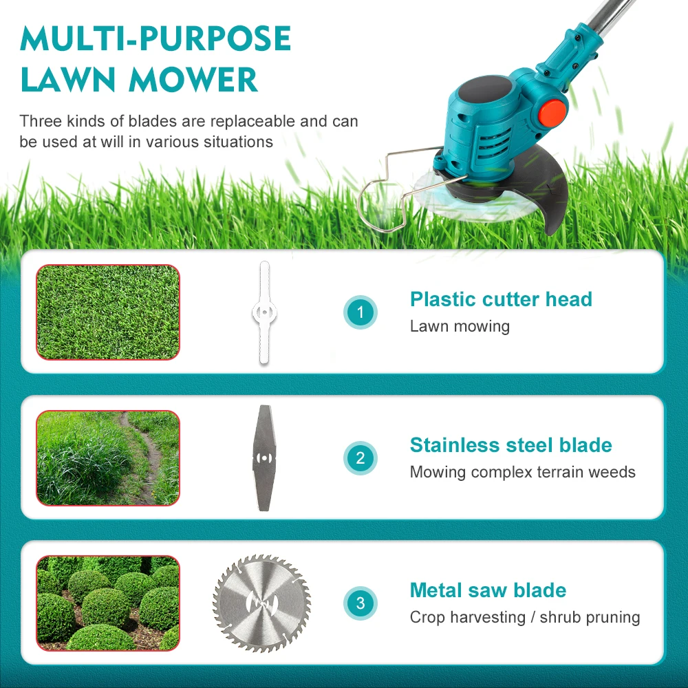 Electric Grass Trimmer for Makita 18V Lawn Mower Cordless Brush Li-Ion Auto Release String Cutter Power Household Garden Tools