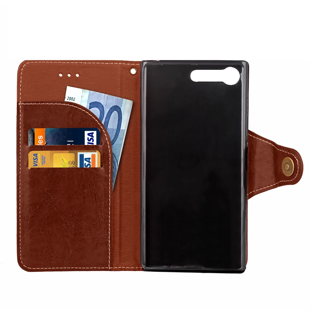 Винтажный Стильный деловой кожаный чехол-портмоне с откидной крышкой и