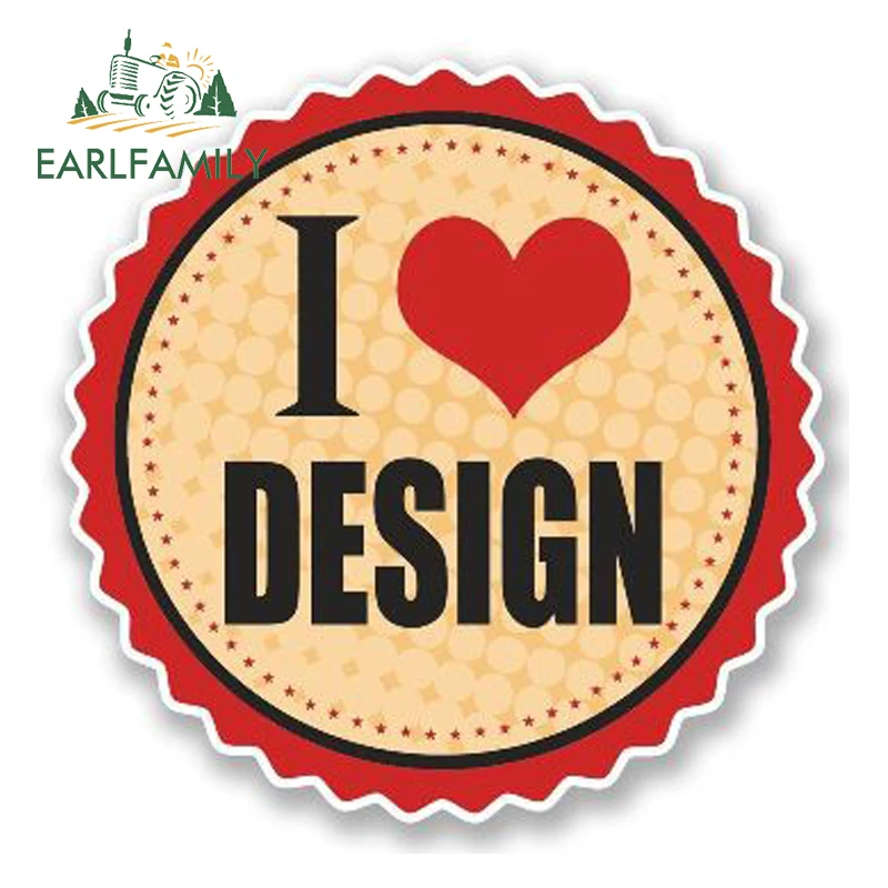 

EARLFAMILY, 13 см x 13 см, I Love Design, автомобильная наклейка, Виниловая наклейка для окон, автомобильная головка, украшение крышки двигателя